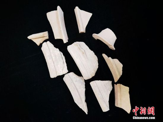 圖為靜寧縣賈河鄉(xiāng)竇坪村出土的彩陶片、紅陶片。 夏劍鋒 攝