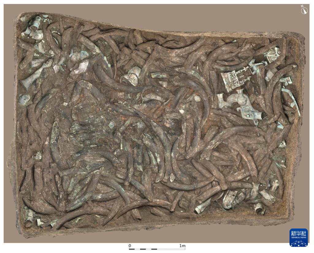 四川廣漢市三星堆商代遺址八號坑（資料圖）。