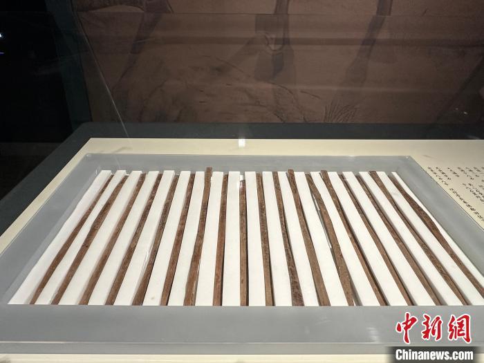 圖為甘肅簡牘博物館展陳的漢簡。中新社記者 戴文昌 攝