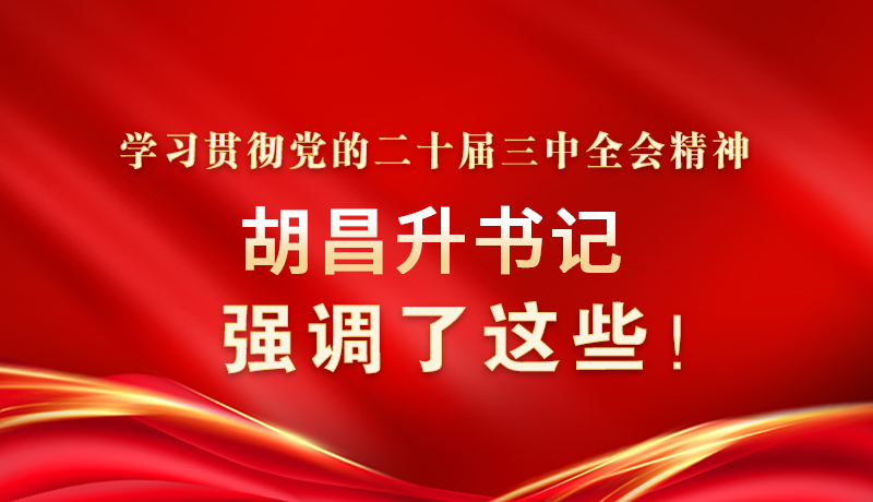 圖解|學(xué)習(xí)貫徹黨的二十屆三中全會精神 胡昌升書記強(qiáng)調(diào)了這些！